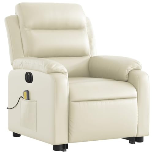 vidaXL Massagesessel mit Aufstehhilfe Elektrisch Creme Kunstleder