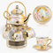 Zhehao 20-teiliges Porzellan-Teeset mit Metallhalter, für Erwachsene, Keramik, Teeparty-Set, europäische Blume, Teetasse, Untertassen-Set für erwachsene Frauen mit Blumenmalerei, große Version