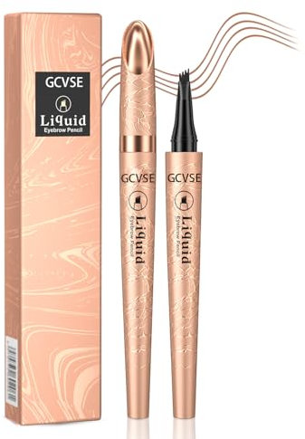 GCVSE Eyebrow Pencil, Microblading Eyebrow Pencil with 4 Micro-Fork Tips, Long-Lasting Brow, Waterproof, Smudgeproof Brow Pen - Easy Creation of Natural Looking Defined Eyebrows (Light Brown)