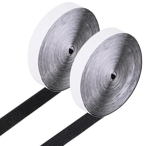 Belcro Adhesivo Doble Cara JesMar Tech 5 M X 20 mm Auto Adhesivo Hook y Loop Tape y Gancho Belcro adhesivo extra fuerte Uso Mosquiteras, Cristal, Paredes lisas, Puertas, Metales lisos, (Negro)