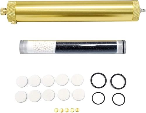 Acecare PCP Luftkompressorfilter, 30 MPa / 4500 psi Öl-Wasserabscheider, Hochdruck-Luftfilter, L300 mm, Außendurchmesser 50 mm, mit 8 mm weiblichem und männlichem Schnellanschluss (Gold)