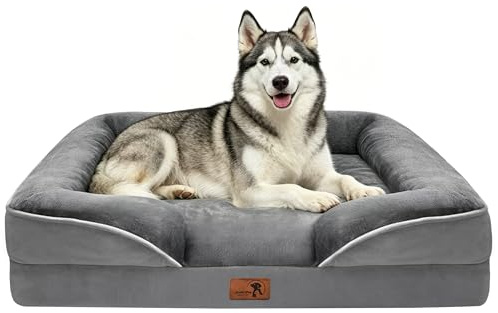 Spotted Play Orthopedic Dog Bed with Sides - Dog Sofa Beds for Large Dogs, Supportive Foam Pet Couch Bed with Washable Removable Cover, Waterproof Lining and Non-Slip