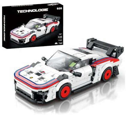 VizBrou Rennwagen Speed Champion Bausteine Set, Porschee 935 Sportwagen Klemmbausteine Modell Kit, 346 Teile Kompatibel mit LG Superauto Bausatz Spielzeug Geschenk Dekor für Erwachsene Kinder