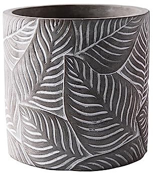 DOLPTBEZM Blumentopf aus Zement, zylindrischer Blumentopf, für Zuhause, Wohnzimmer, Schlafzimmer, Büro, dekorativer Blumentopf, Blumentopf mit Blattmuster, 14