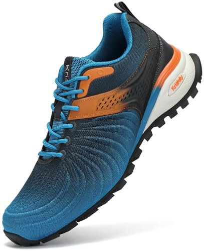Kricely Traillaufschuhe Herren Laufschuhe Straßenlaufschuhe Sneaker Leicht Wanderschuhe Fitnessschuhe Trekkingschuhe (Dunkel Blau 43)