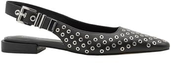 MICHAEL KORS Flacher Darrington Schuh mit silberfarbenen Ösen, Schwarz, Schwarz , 39 EU