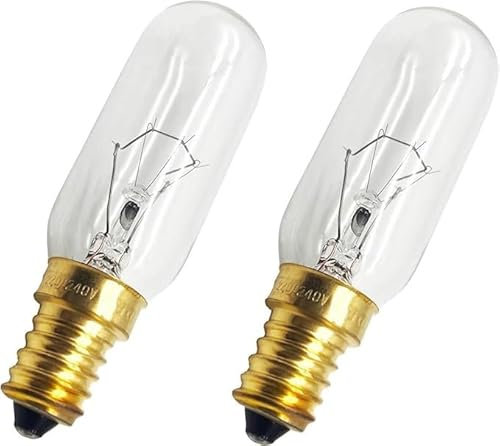 Pack of 2 Incandescent Cooker Hood Bulbs 40W, 240V, SES E14 Replacement Universal Small Screw Cap,Ideal for Residential,Commercial Kitchen Lighting,450 lumens,2700K