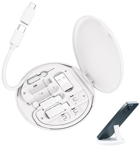 Leloco Kit adaptador USB 6 en 1, adaptador USB C a micro USB con adaptador para smartphone, cable y pin SIM, caja de almacenamiento portátil con soporte para teléfono móvil y ranura para tarjeta SIM