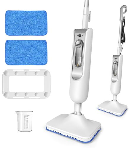 WUDLi Mopa de Vapor, Aspirador en Seco y Húmedo, Limpiador de Vapor de Mano, Depósito de Agua de 400ml, Se Calienta en 20 Segundos, para Suelos, Alfombras, Ventanas
