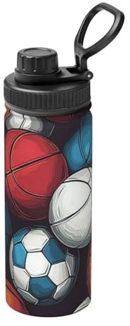 Bouteille d'eau de football, rugby et volleyball pour homme et femme, isotherme en acier inoxydable, bouteille d'eau étanche pour salle de sport, travail en plein air