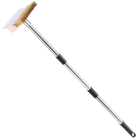 Brosse pour Four À Pizza avec Racloir, Outils en Aluminium pour Four À Pizza avec Manche Long, Ustensiles De Nettoyage Domestique pour BBQ Cuisine Boulangerie Restaurant