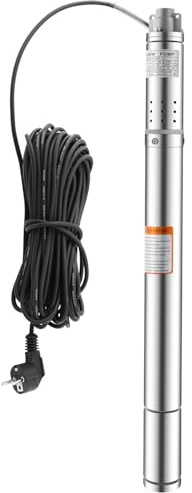 370w Elektrisch Tiefbrunnenpumpe, 220v 0-30dB Edelstahl Wasserpumpe, max. Durchflussmenge 1000 L/h, max. Förderhöhe 55m, IP65 Wasserdichte Brunnenpumpe, Tauchpumpe, Rohrpumpe