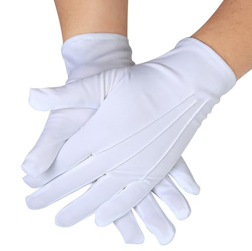 Generisch Weiße Handschuhe für Kostüm Verkleidung und Theater - Rutschfeste Uniformhandschuhe - Für Party, Cosplay, Gartenarbeit, Hochzeit, Formelle Anlässe Und Kostüme