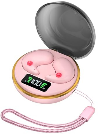 Cocoarm Ultra Thin Wireless Earbuds, Leichte Kopfhörer Schlanke Schlafkopfhörer mit 5.3 10m Reichweite 20Hz-20KHz für Seitenschläfer Komfort (PINK)