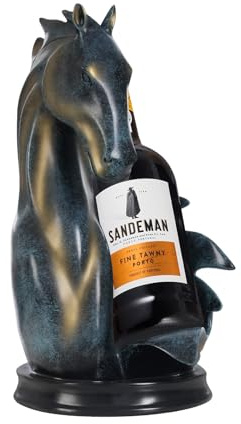 Horse Statue Wine Rack | Wine Storage Display Rack Resin Wine Bottle Holder Horse Head Decorative Stand for Kitchen & Bar Tabletop Display Suitable for Bedrooms Living rooms Kitchens ﻿ (Blue+Gold)