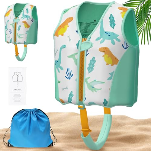 Parner Schwimmweste Kinder für 2–6 Jahre (15-30 kg), Kinder Schwimmhilfe mit Variablen Auftriebskörpern, weicher Neopren - Komfort, mit Transportbeutel,Beingurt und langem Reißverschluss