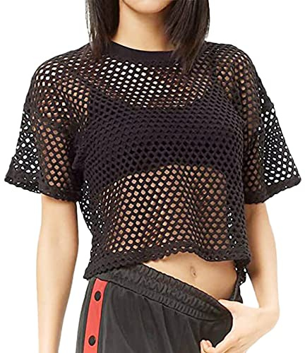 Genérico Camiseta Corta De Rejilla Transparente para Mujer
