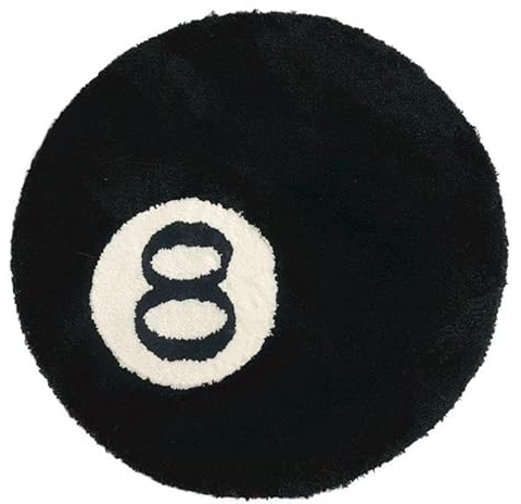 8 Ball Billard Teppich, Runder 60x60cm 8 Ball Rug Mikrofaser Tufting Weich Billiard Teppich, Rutschfest Schwarz Billardteppich Waschbar Coole Teppiche für Wohnzimmer Schlafzimmer Jugendzimmer Deko