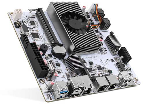 8 Bay NAS Motherboard, N150, Mini-ITX Mainboard, 10Gb & Dual 2.5GbE RJ45 LAN, Dual M.2 NVMe, Computer Board, USB 3.2 10Gbp, HD, DP, DDR5, 8GB RAM 128GB SSD (No Cable)