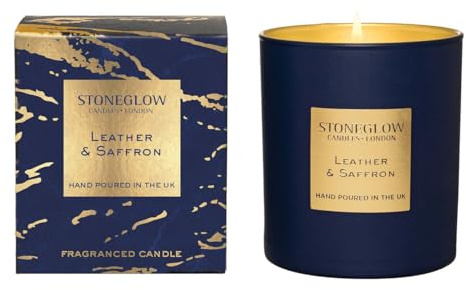 StoneGlow Seasonal Scents LUNA Leather & Saffron Tumbler Candle- Boxed
