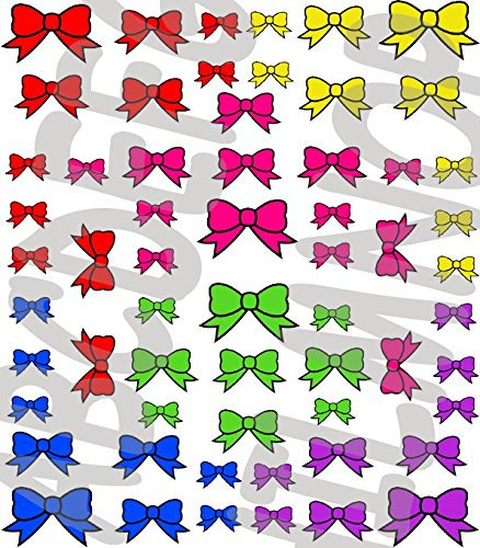 AWS set Water decals Flakes Butterflies Nail Art Water transfer stickers Sheet of Bows Bow Papillons stickers transfer stickers Decal reconstruction (MULTICOLOR BOWS)