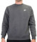 Nike M NSW Club CRW Bb Long Sleeved T-Shirt - Charcoal Heathr/(White), Large