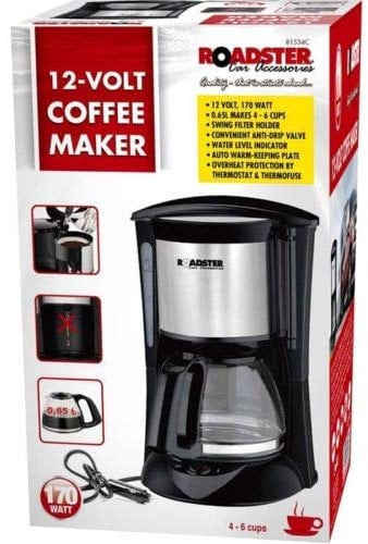 BARGAINS-GALORE NEW 12 VOLT COFFEE MAKER 140 WATT DRINKING GIFT SET 4-6 CUPS MACHINE CAR CARAVAN HOME OFFICE | TRAVEL CAMPING HIKING
