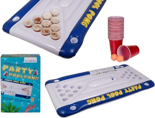 OOTB 6X Materassino Gonfiabile Pool Pong Game, ca. 152 x 76 x 15 cm, con 20 Bicchieri di plastica e 2 Palle da Ping Pong