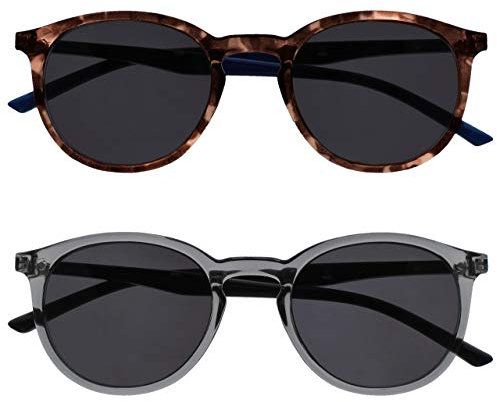 OPULIZE Met 2er-Pack Groß Herren Damen Braun Blau Grau Schwarz Arme Sonnen-Leser UV400 SS60-27 +0,00