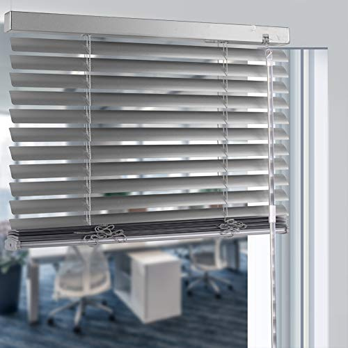 S SIENOC Schnurlos Alu Klemmträger Alujalousie Aluminiumjalousie | Silber B110xH100cm Lamellen Rollo Montage-Teile inklusive