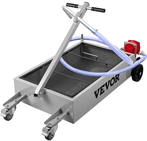 VEVOR Bac de vidange d'huile, réservoir de vidange d'huile de 15 gallons, bac de vidange d'huile à profil bas de 57 L, bac de vidange d'huile de grande capacité, main pliable, avec pompe, tuyau, roule