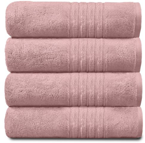 GC GAVENO CAVAILIA New Hampton Hand Towels, Ultra Soft Extra Absorbent Pack of 4 Luxury Towel Set, 100% Ringspun Cotton, Blush Pink, 4PK