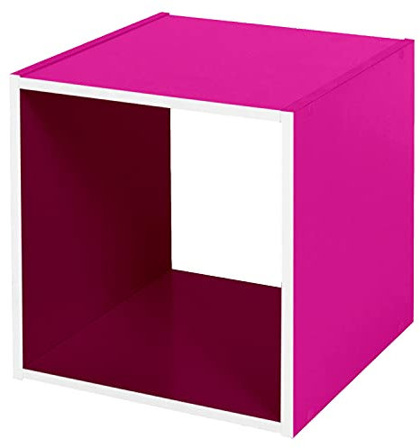 DANIEL JAMES Housewares Wooden Bookcase 1 2 3 4 Cube Storage Unit Shelving Display Shelves Wood Shelf (1 Tier, Pink)