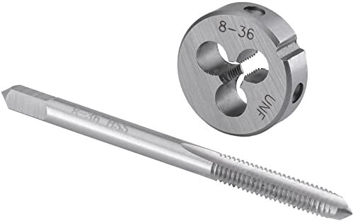 Burkit Lot de tarauds et filières n°8-36 UNF pour droitier, filetage de machine UNF 8 x 36 UNF et filière ronde