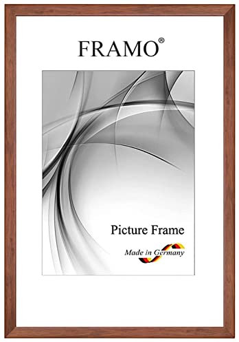FRAMO Holz Bilderrahmen Schmal 60 x 90 cm aus Massivholz | Braun Wenge | Farbe/Größe wählbar | Rahmen für Poster | Puzzle | Foto collage N°076
