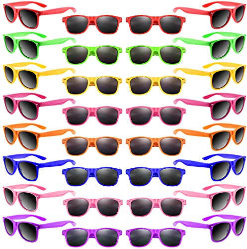 Morcheiong 32 pezzi occhiali da sole per bambini, colori fluo, occhiali da sole per feste, regali divertenti per feste di compleanno, spiaggia e feste in piscina