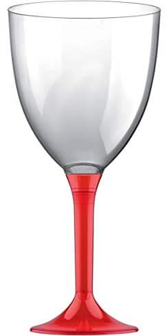Santex mariage 20 Grands verres à Eau, pied translucide ROUGE