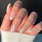 24PCS Short False Nails with Glue Stickers, Almond Full Cover Acrylic and Press on Nails no Glue,White Wave French Fake Nails Stick for Women and Girls Nail Art