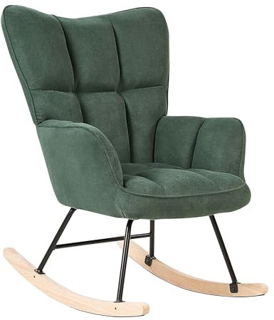 Beliani Schaukelsessel aus Stoff grün gepolstert Schaukelstuhl modern gemütlich Oulu