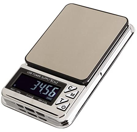 Digitale Küchenwaage, 1kg 0.01g Hochpräzise Taschen-Schmuckwaage, Mini tragbare USB wiederaufladbare elektrische Lebensmittelwaage mit 7 Einheiten Umrechnung zum Kochen