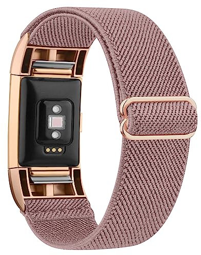 Wanme Ersatzarmband für Fitbit Charge 2, elastisches Sport-Armband für Damen/Herren, verstellbare Schnalle, Länge 114 mm - 218 mm, geeignet für Handgelenke von 11,4 cm - 21,8 cm, Nylon, Schwarz