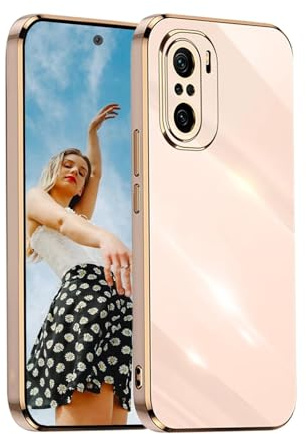 Kaywzo Case for Xiaomi Poco F3,Shiny Plating Silicone Case, Slim Soft TPU Anti-Scratch Cover,Ultrathin Shockproof Phone Protective Case-Pink