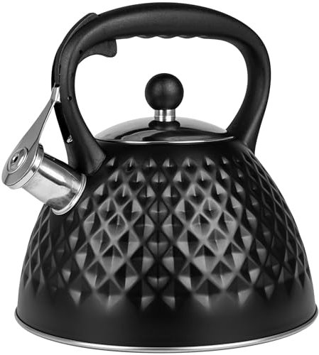 KARL HAUSMANN Bollitore Acqua per Induzione - 3L - Nero Bollitore Acciaio Inox non elettrico - Teiera Fischio per Gas da Fornello - Tea Kettle Stove Induction