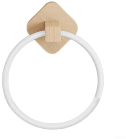 Porte-serviettes rond en bois pour salle de bain, cuisine (blanc hêtre)