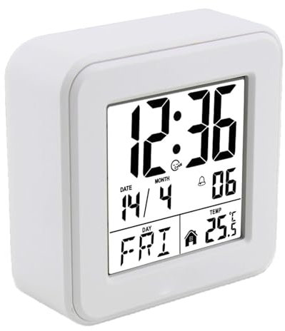 Teksome Nachttischwecker, Digitaluhr mit Temperatur - Cube LCD-Wecker mit Zeit-Datum-Alarm-Temperatur-Schlummerfunktion,12/24-Stunden-Anzeige, Reisewecker, LED-Nachtleuchtender Würfelwecker