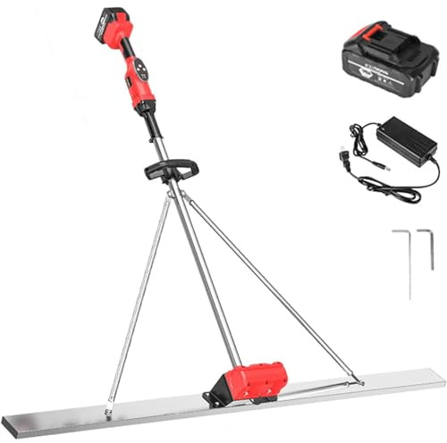 moupeaktain Betonestrich, Kraftbeton-Vibrationswerkzeug, Nivellier-Stampferlineal Mit 5Fuß-Brett, Batteriebetriebene 6000mah-Vibrationsmaschine Für Die Zementveredelung