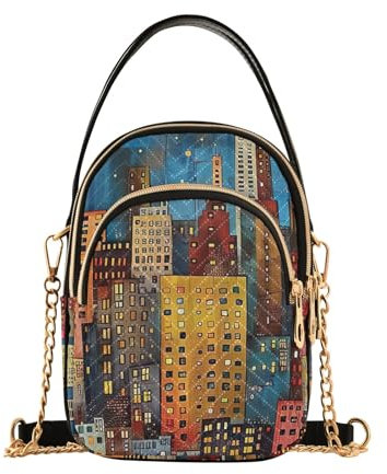 Cityscape Schulterhandtaschen mit Tragegriff oben für Damen, Stadtbild, Einheitsgröße