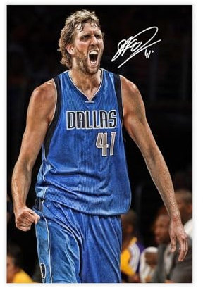 GJHTQLP Dirk Nowitzki Poster auf Leinwand, Wandkunst, Dekordruck, Bild Gemälde für Wohnzimmer, Schlafzimmer, Dekoration, 30 x 45 cm