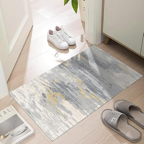 LYGLIGH Thin Door Mats for Inside Entry, 1/10 Inch Ultra Thin Indoor Entrance, Non-Slip Rubber Backed Entryway Rug, Absorbent Washable Floor Mat, 35'' x 24'', Distressed