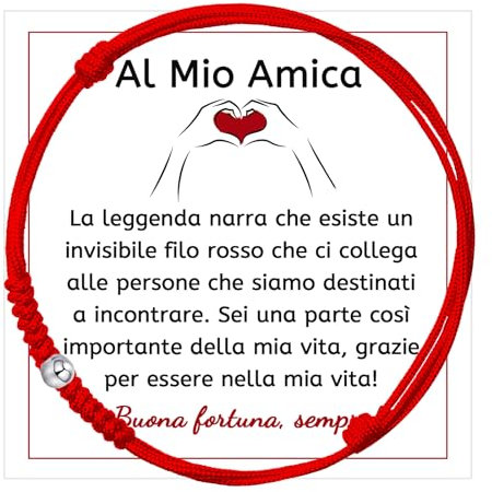 FANCIBAND Regali Amica Sorella Bracciale Filo Rosso, Braccialetti Amicizia Rossi Portafortuna Donna Regalo per Amica Compleanno Natale Regalo Anniversario Laurea Matrimonio